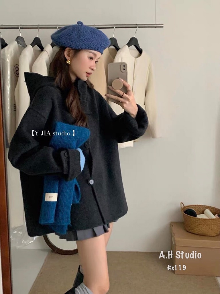 ÁO KHOÁC DẠ LEN ÉP DÁNG RỘNG SIÊU HOT