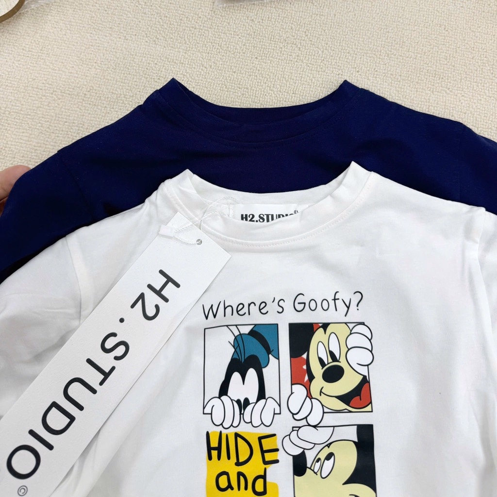 SET 2 ÁO DÀI PHỐI TAY KẺ MICKEY WHERE'S GOOFY TRẮNG THAN BÉ TRAI