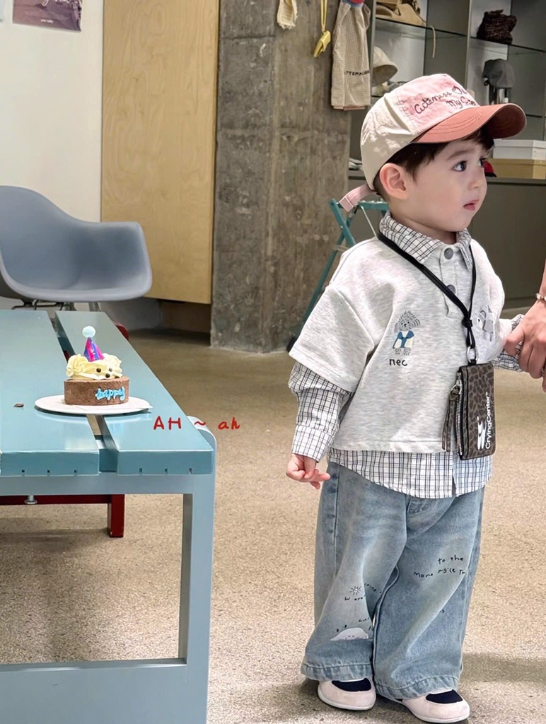 SET BỘ DÀI ÁO PHỐI SƠ MI KẺ QUẦN BÒ BÉ TRAI