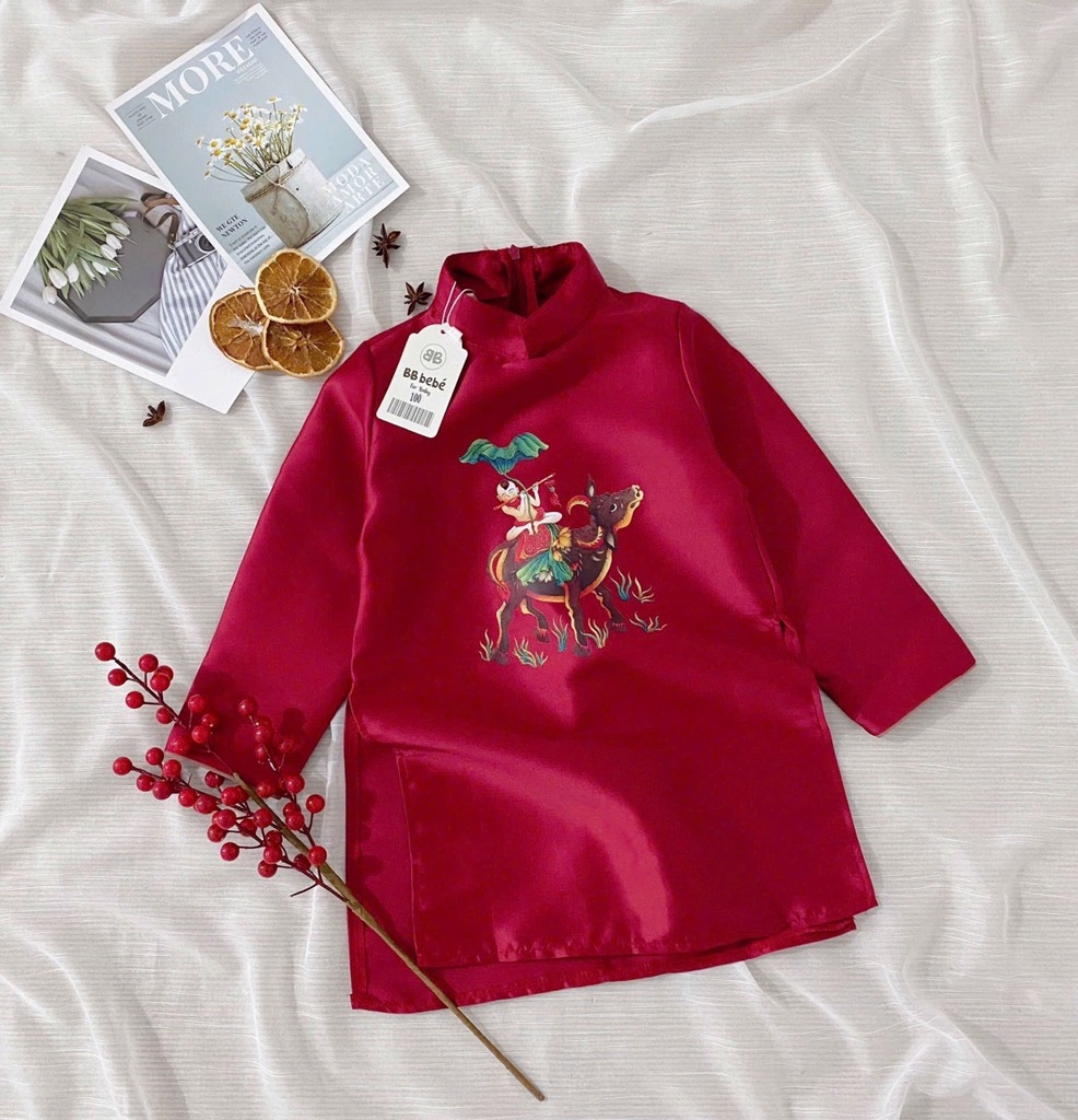 SET ÁO DÀI BÉ TRAI IN CON TRÂU(XẢ 55k)