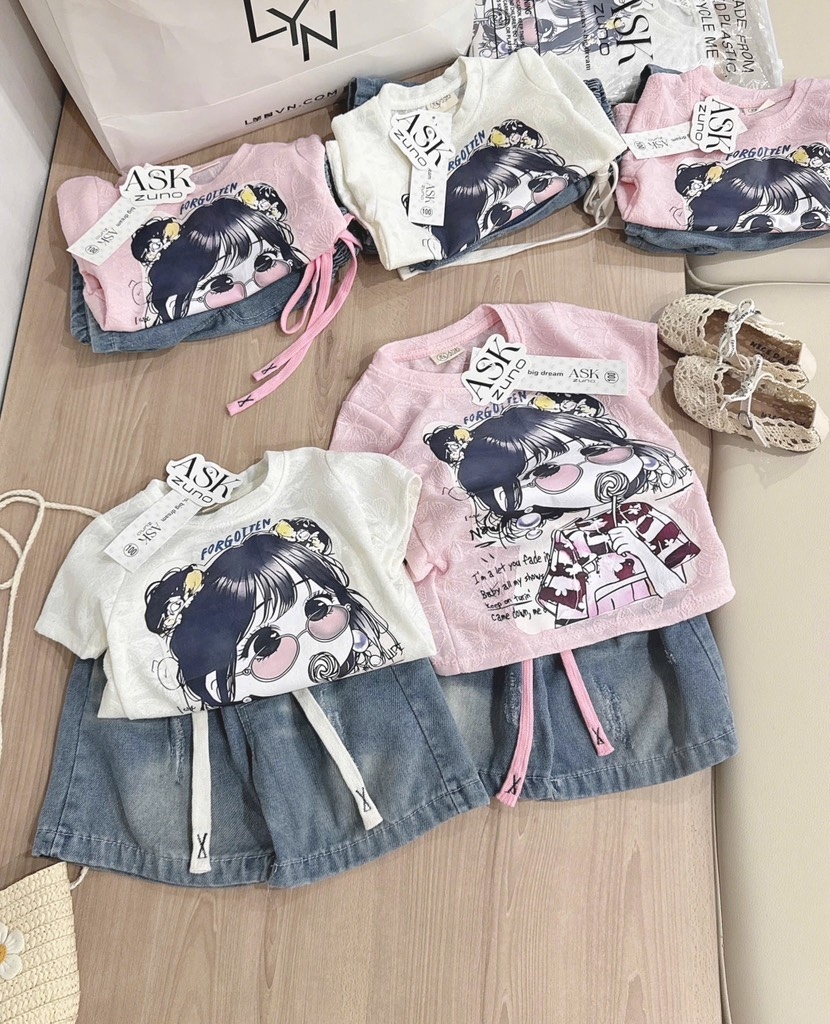 SET ÁO REN JEAN LỬNG BÉ GÁI (XẢ 69k)