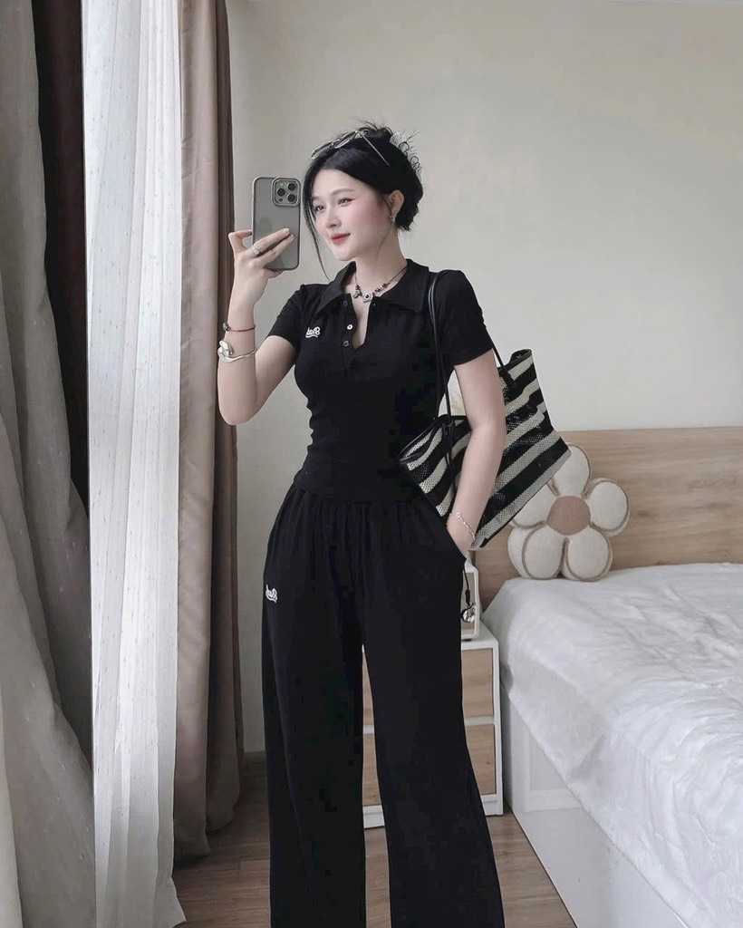 SET BỘ ÁO CỘC QUẦN DÀI THÊU CHỮ BAD NỮ THU ĐÔNG (SALE 99k)