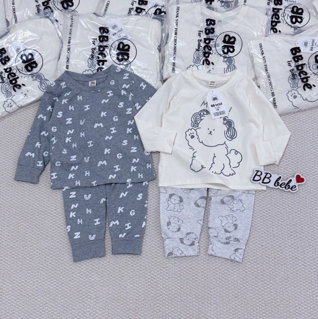 SET 2 BỘ DÀI HOMEWEAR CHÚ CHÓ TONE GHI BÉ TRAI