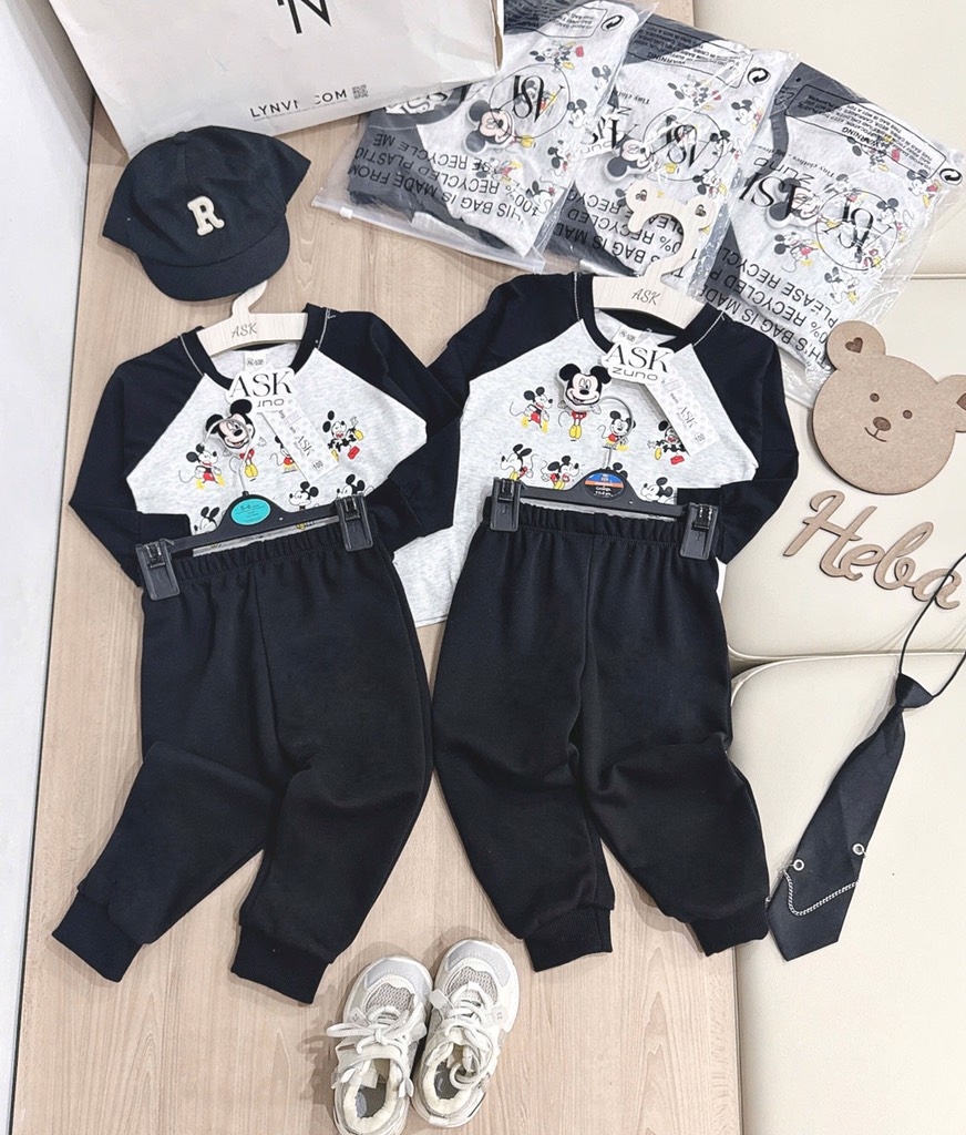 BỘ DÀI ÁO COTTON QUẦN CHÂN CUA MICKEY BÉ TRAI (SALE 59k)