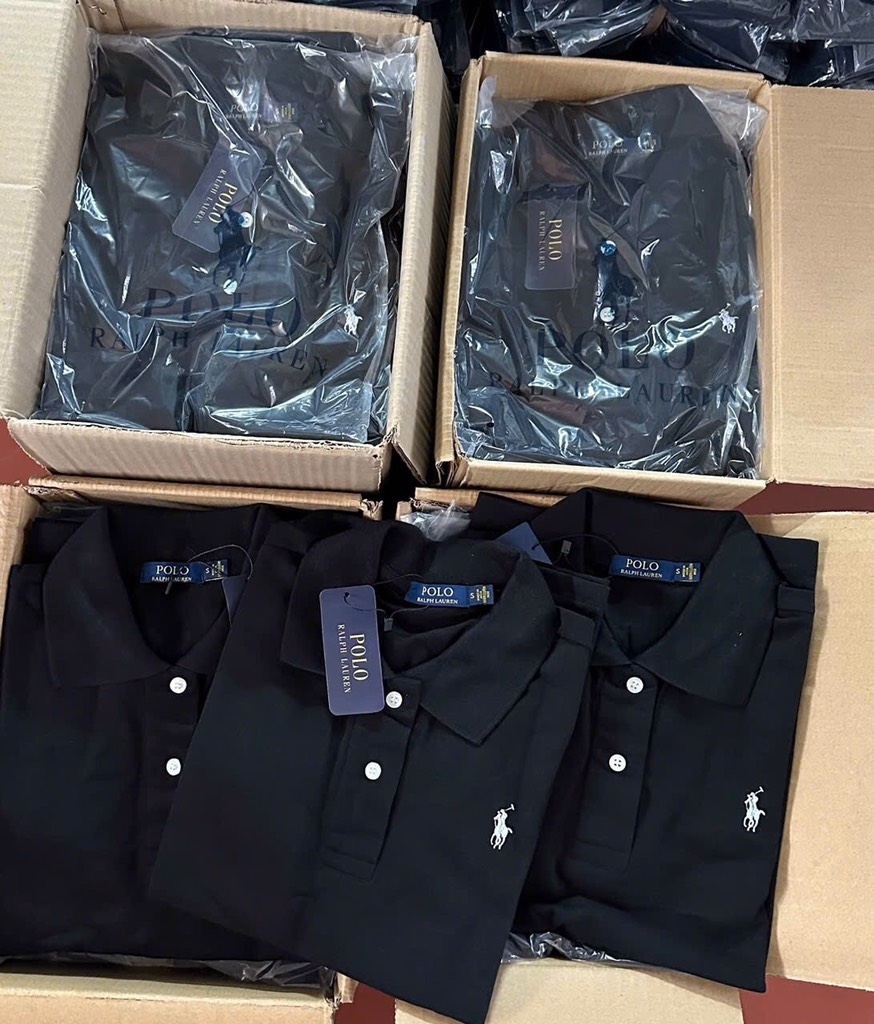 ÁO POLO ĐEN CỘC TAY THÊU NGỰA NỮ