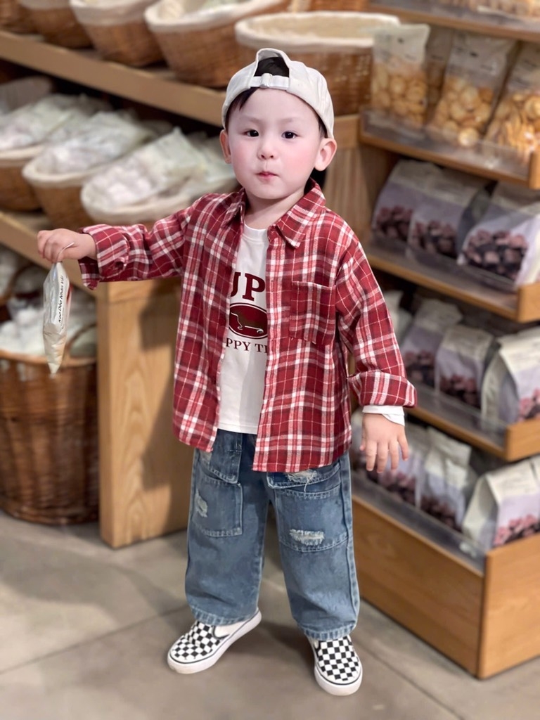 SET DÀI ÁO PHÔNG QUẦN BÒ KÈM SƠ MI KẺ ĐỎ BÉ TRAI