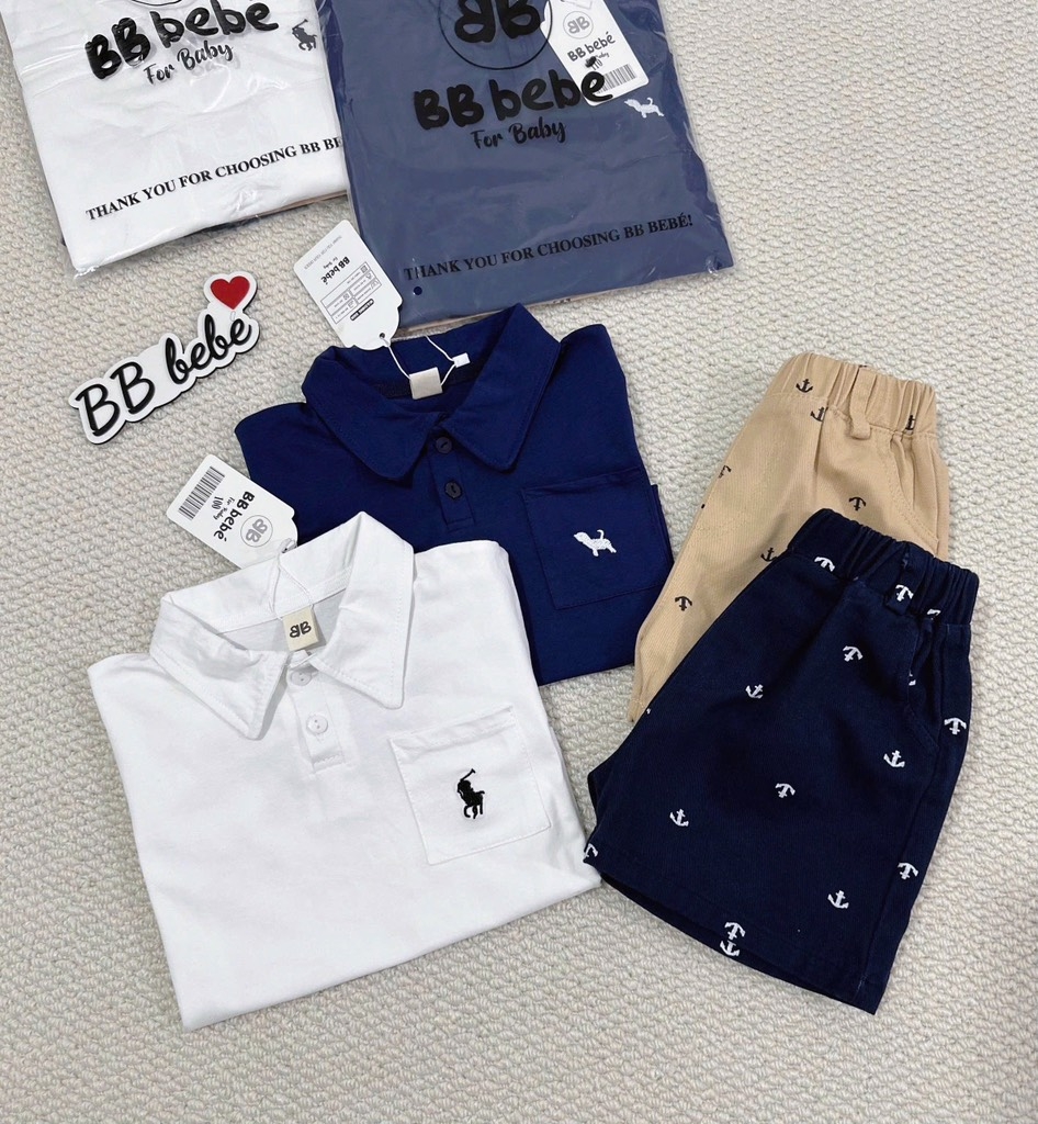 SET CỘC ÁO CỔ TRỤ QUẦN KAKI BÉ TRAI 2 MÀU