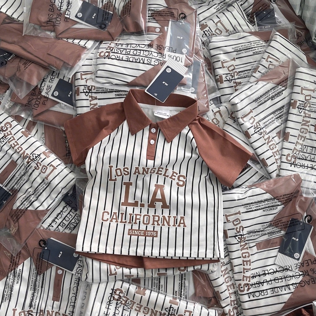 SET BỘ ÁO CỔ BẺ NÂU TÂY L.A CHO BÉ TRAI