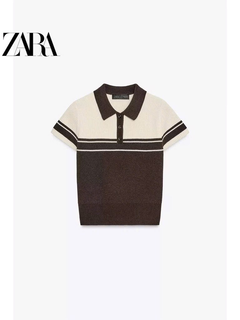 ÁO LEN CỘC POLO NÂU PHỐI BE SIÊU TÂY NỮ THU ĐÔNG