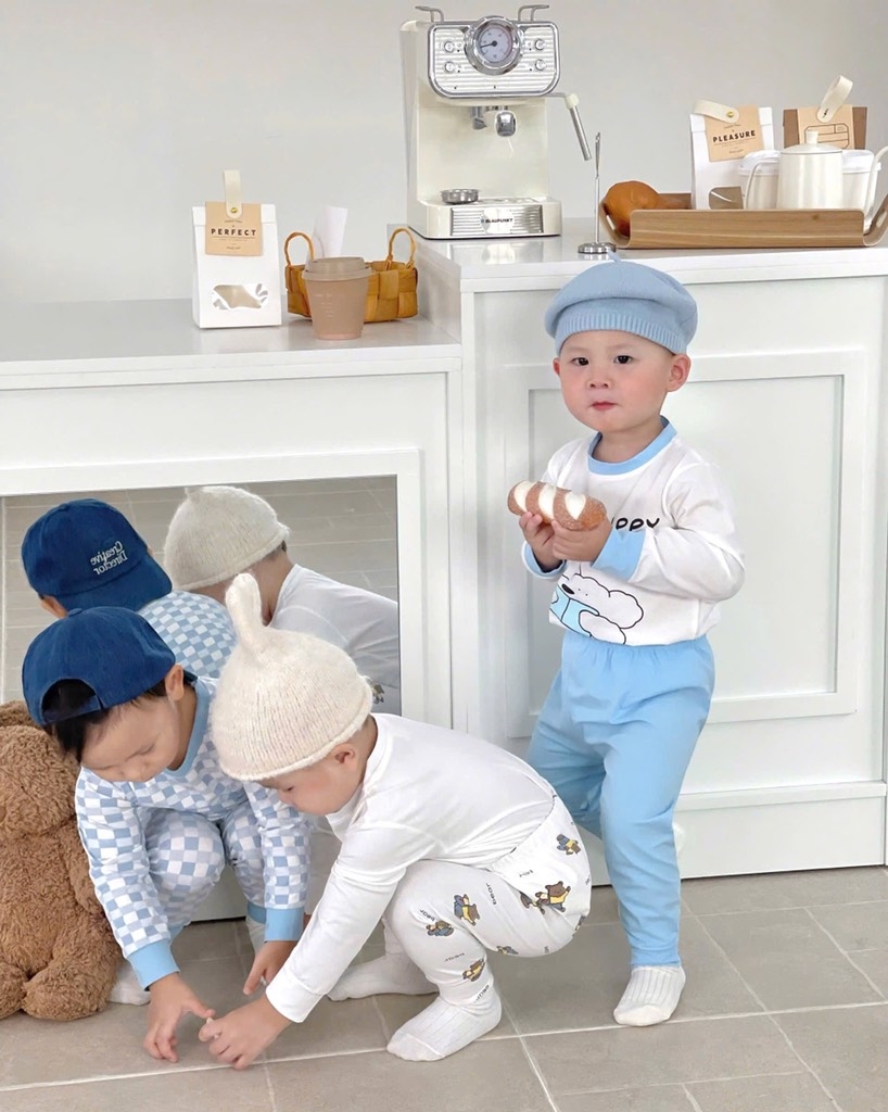 SET 3 BỘ DÀI TAY CUTE PUPPY TONE XANH TRỜI CHO BÉ TRAI