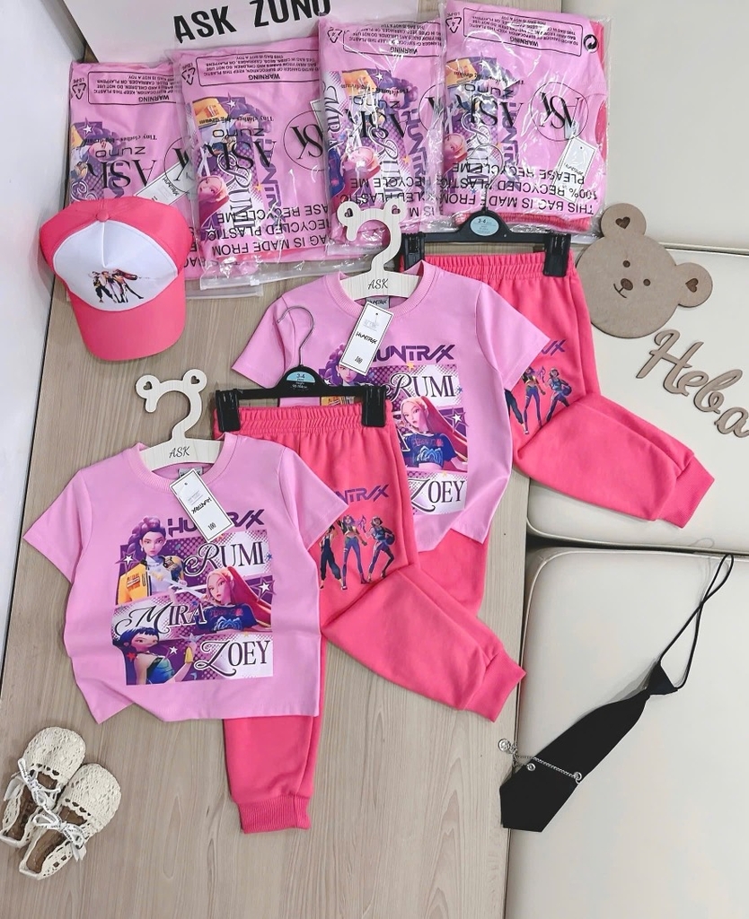 SET BỘ DÀI HỒNG HUNTRX QUẦN DÀI BOM BÉ GÁI SẴN