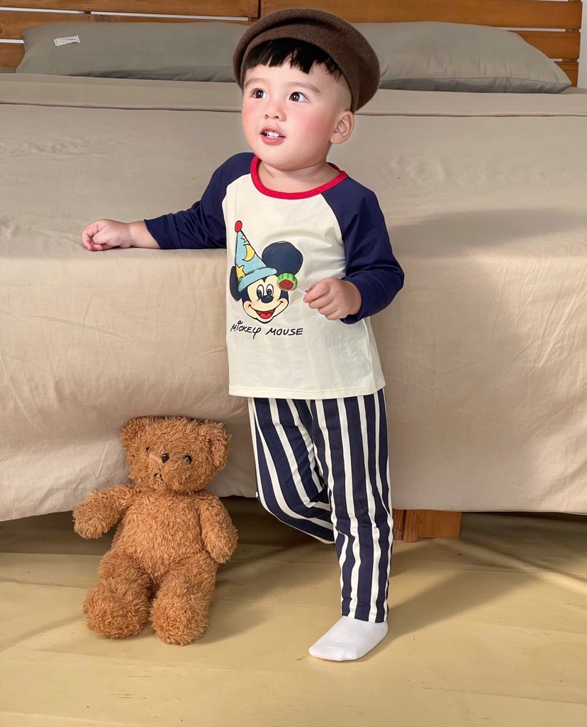 SET 2 BỘ DÀI CHÓ MK QUẦN KẺ SỌC BÉ TRAI