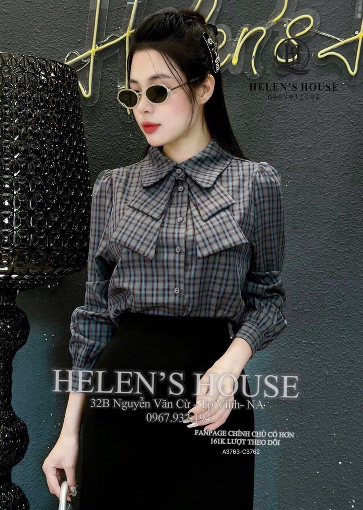 ÁO SƠ MI GU KẺ NƠ 2 LỚP DÀI TAY NỮ SẴN (XẢ 79k)