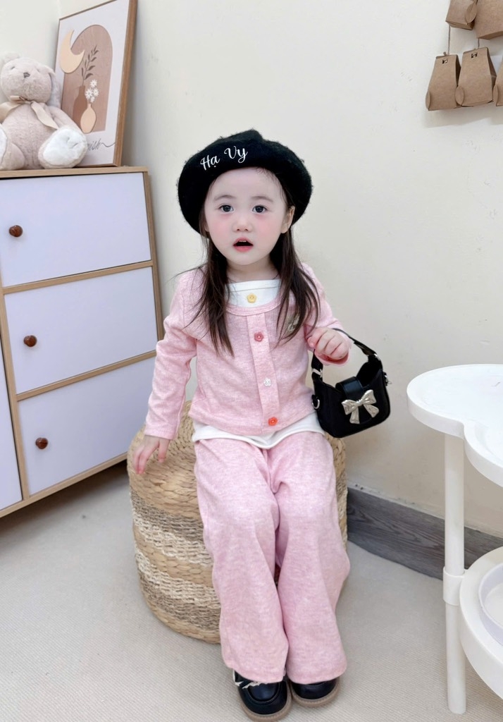 SET BỘ DÀI LÔNG THỎ HỒNG XÁM BÉ GÁI (SALE 63K)