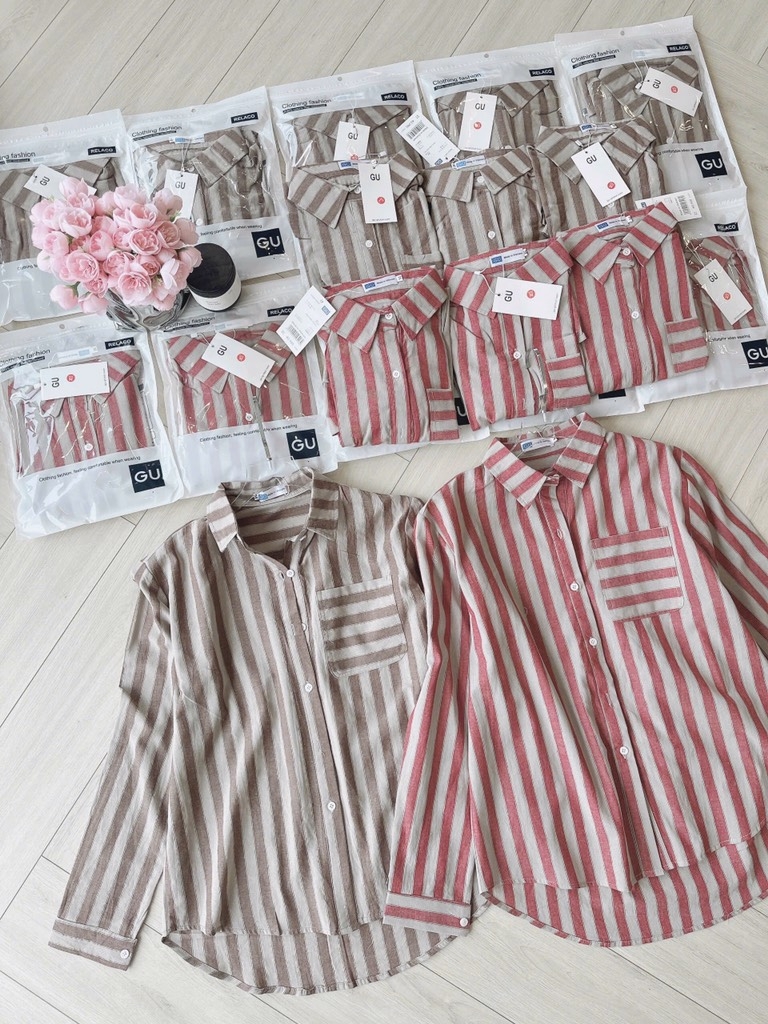 ÁO SƠ MI KẺ SỌC TÚI TRƯỚC NỮ(SALE 89k)