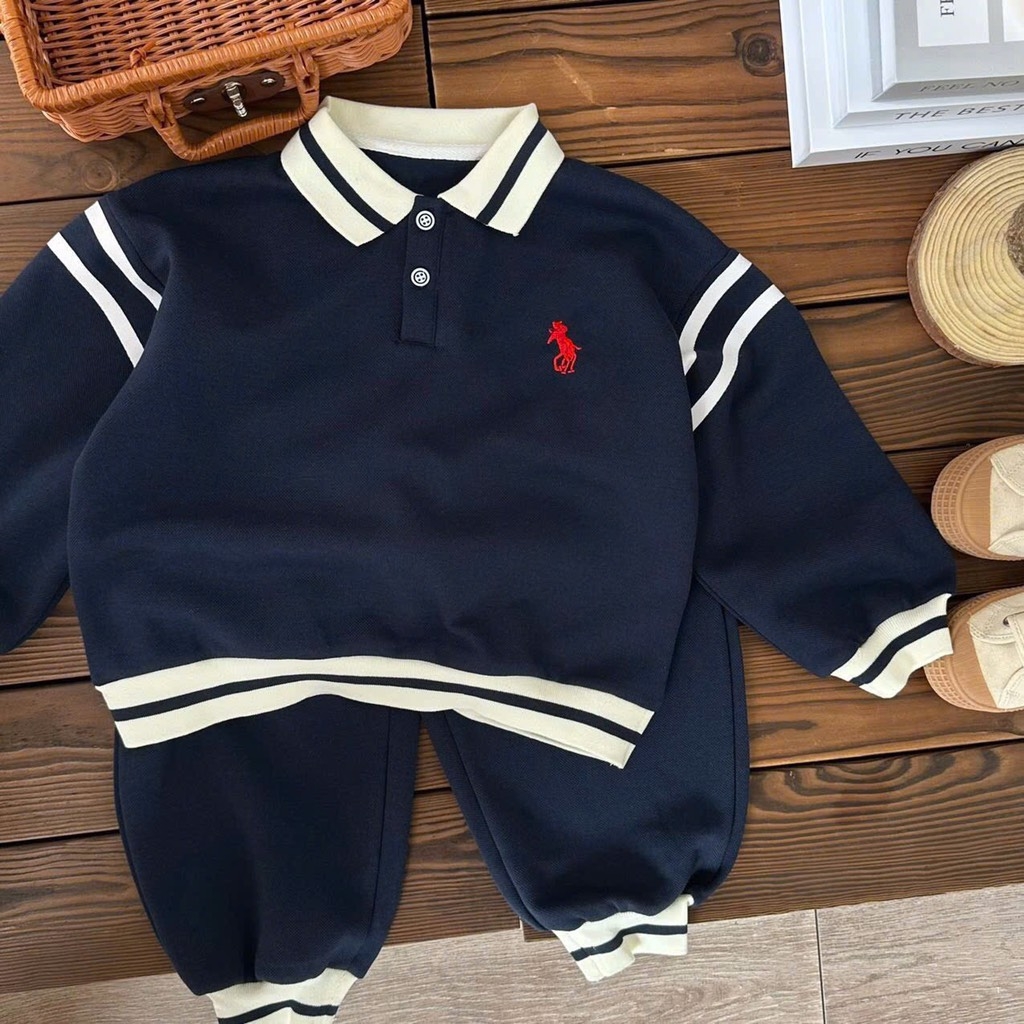 BỘ DÀI NỈ HAI DA POLO THÊU NGỰA 2 MÀU BÉ TRAI