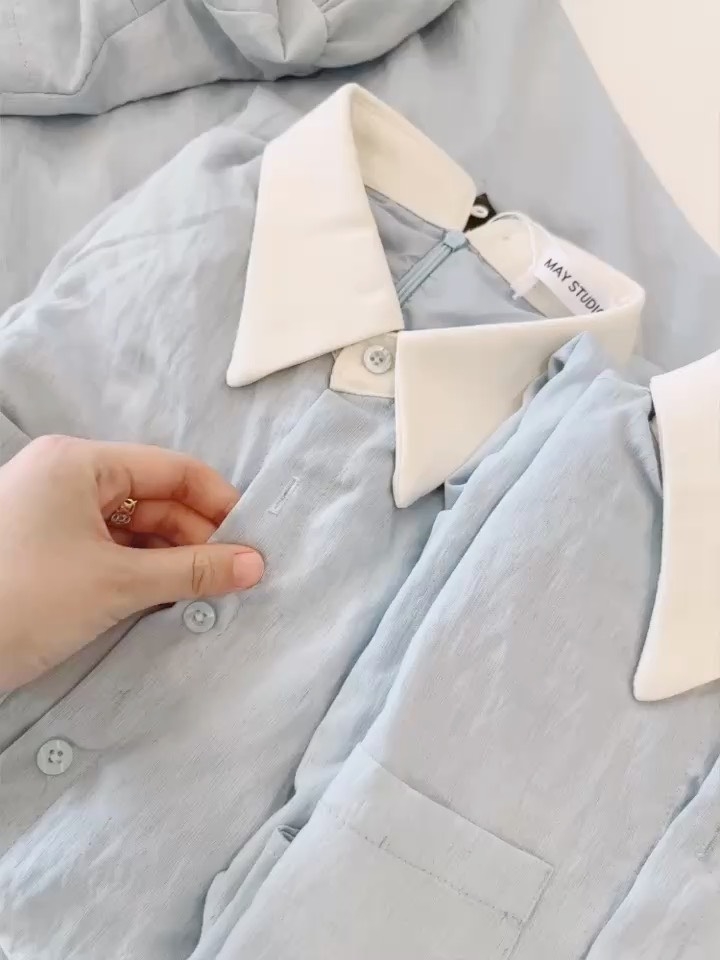 VÁY XOÈ NHẸ CỔ TRẮNG NỮ