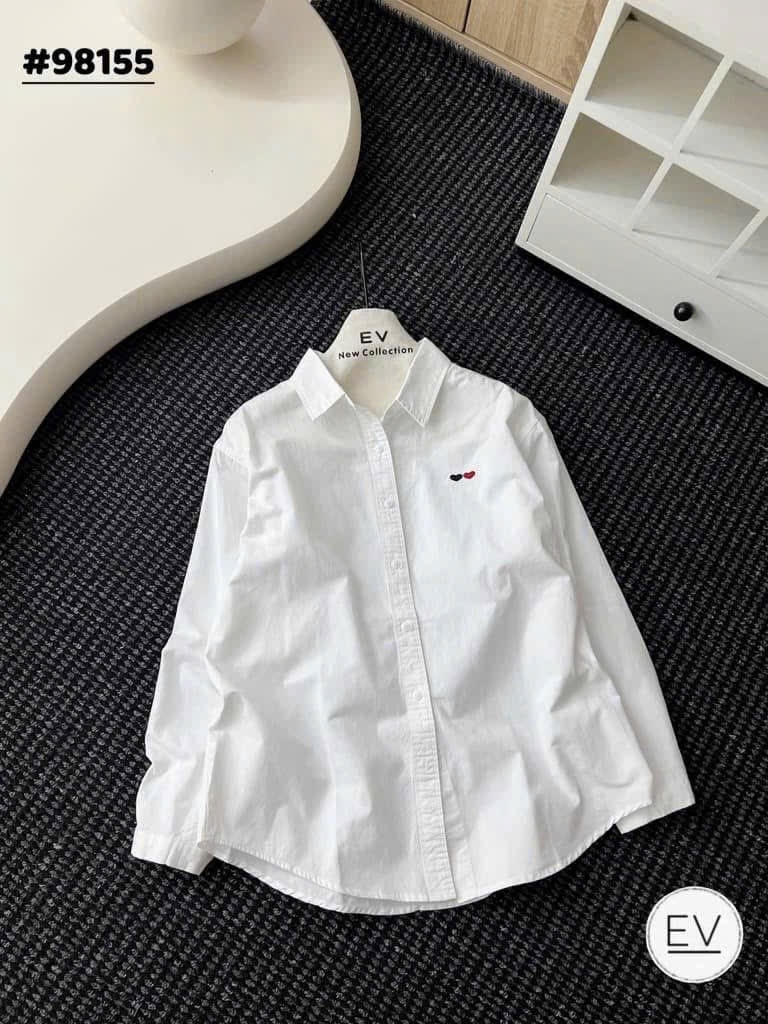 ÁO SƠ MI THÊU TIM DÀI TAY NỮ SẴN( xả 59k)