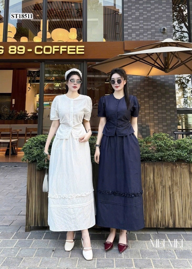 SET ÁO LI SƯỜN MIX CV BÈO DÀI NỮ SẴN