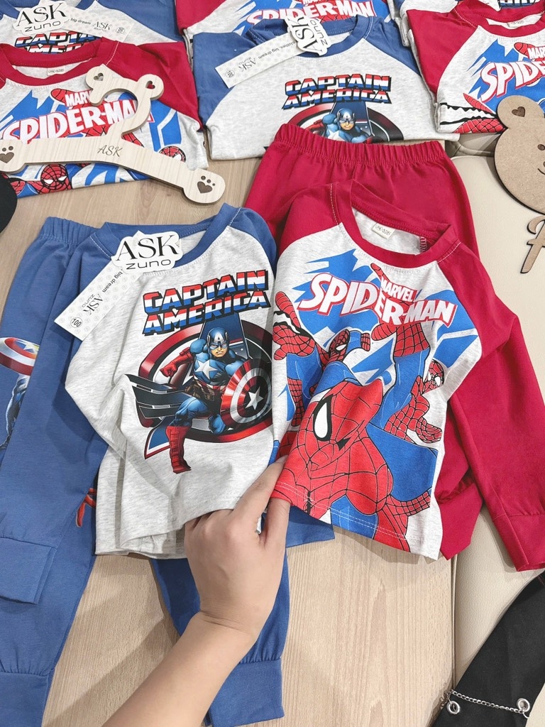 SET 2 BỘ DÀI NGƯỜI NHỆN – MARVAL TONE ĐỎ XANH BÉ TRAI SẴN