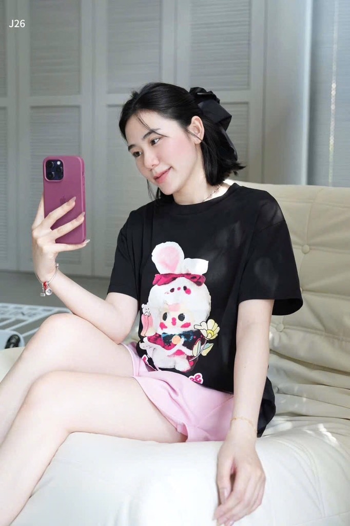 SET BỘ ÁO PHÔNG BABYTHREE QUẦN ĐÙI HỒNG CHO NỮ SẴN(SALE 69k)