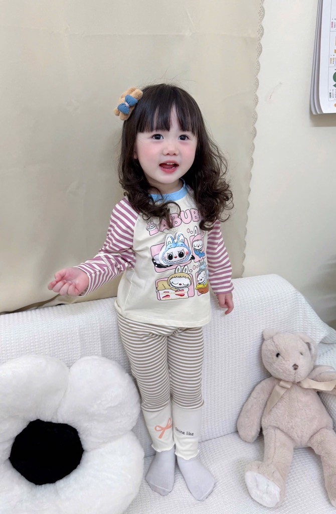 SET DÀI LABABU ĐÍNH NỔI ĐÁNG YÊU – MỀM MỊN CHUẨN COTTON XỊN BÉ GÁI