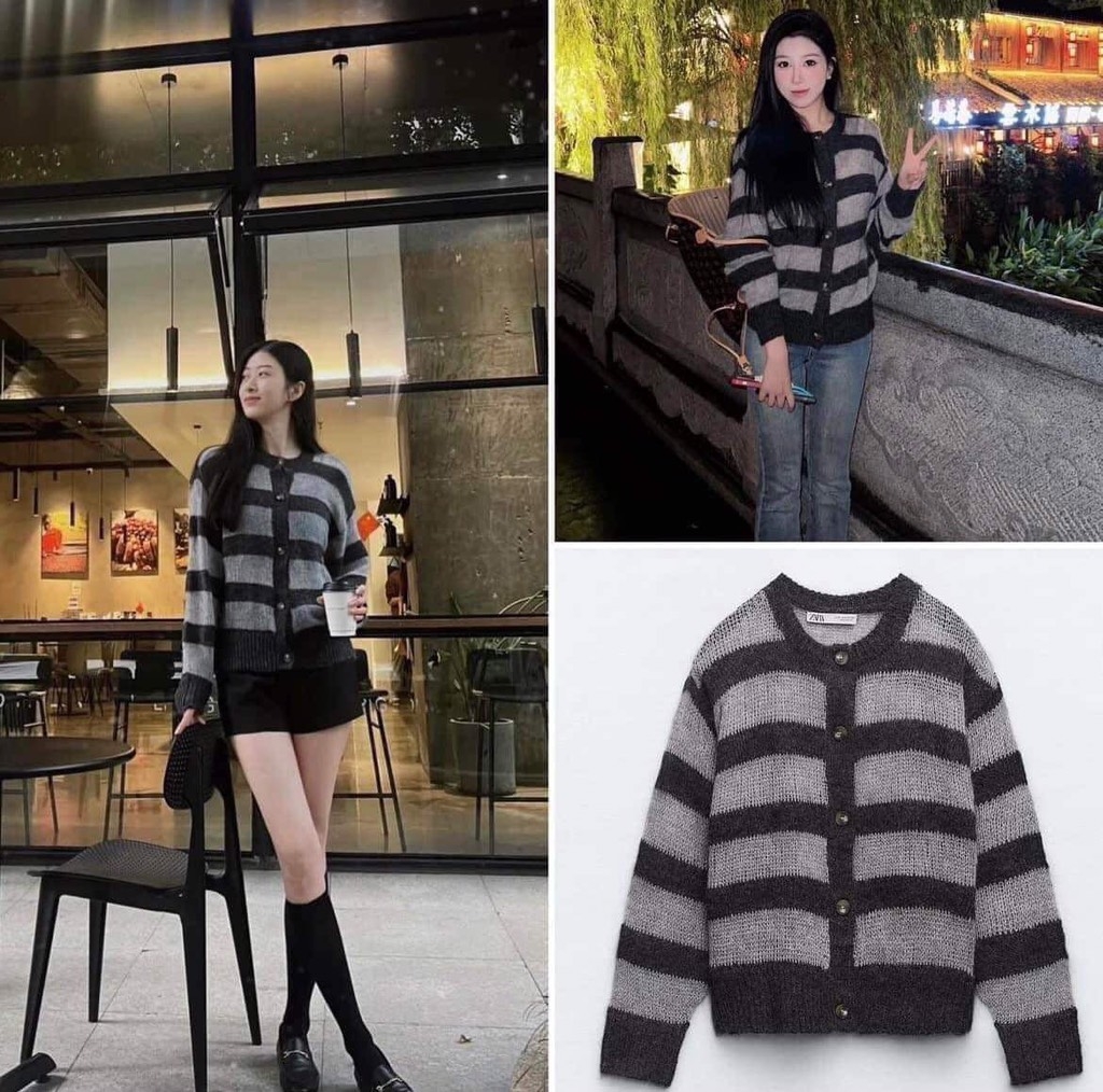 ÁO LEN CARDIGAN PHỐI KẺ ZRRR SẴN