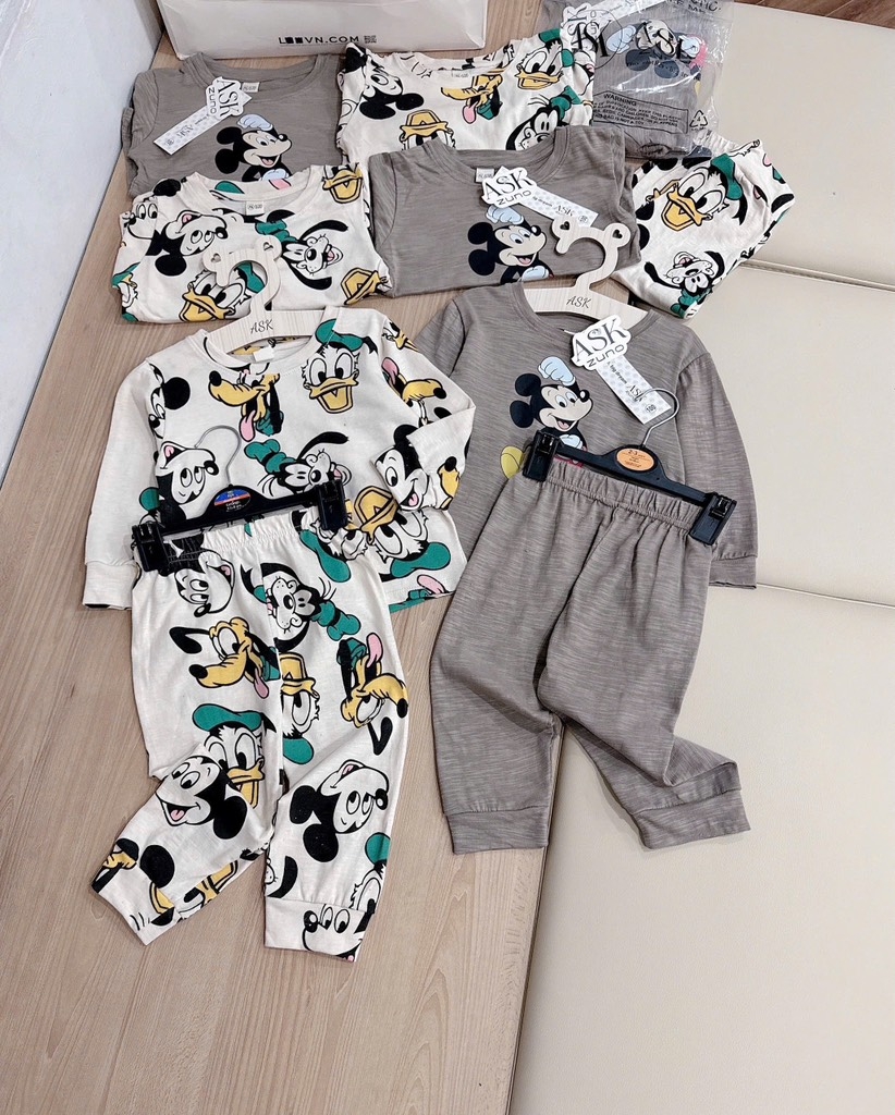 SET 2 BỘ DÀI HH MICKEY TONE XÁM BÉ TRAI
