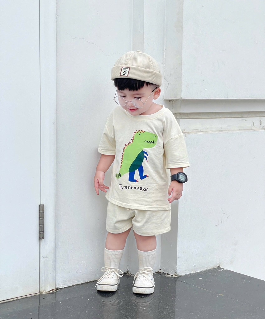 SET 3 ÁO KHỦNG LONG CỘC TAY BÉ TRAI