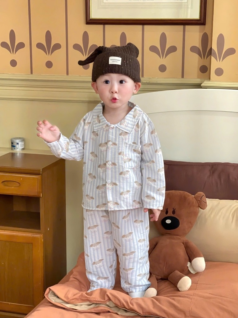 SET 2 BỘ DÀI PIZAMA TONE XANH CÚN KẺ BÉ TRAI