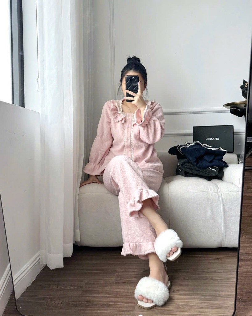 BỘ NGỦ LÔNG ULALA XUẤT HÀN NỮ THU ĐÔNG SẴN