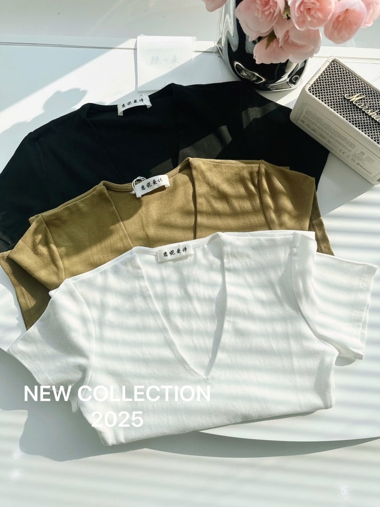 ÁO CỔ TIM TAY CỘC 3 MẦU NỮ SẴN (XẢ 39k)