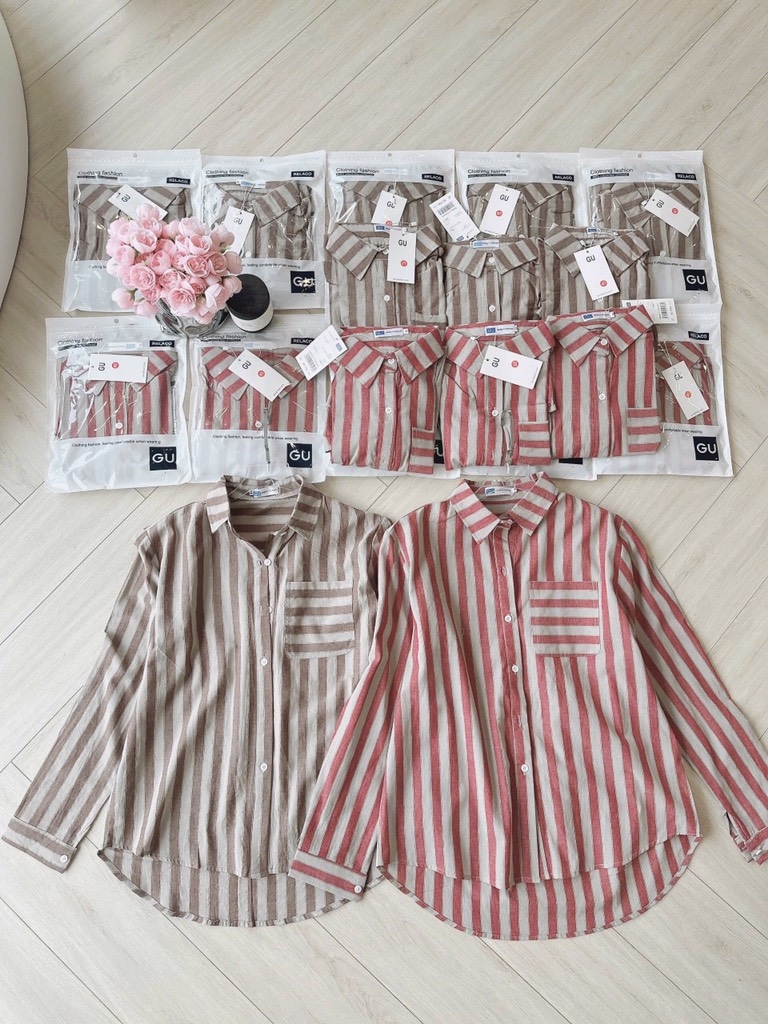 ÁO SƠ MI KẺ SỌC TÚI TRƯỚC NỮ(SALE 89k)