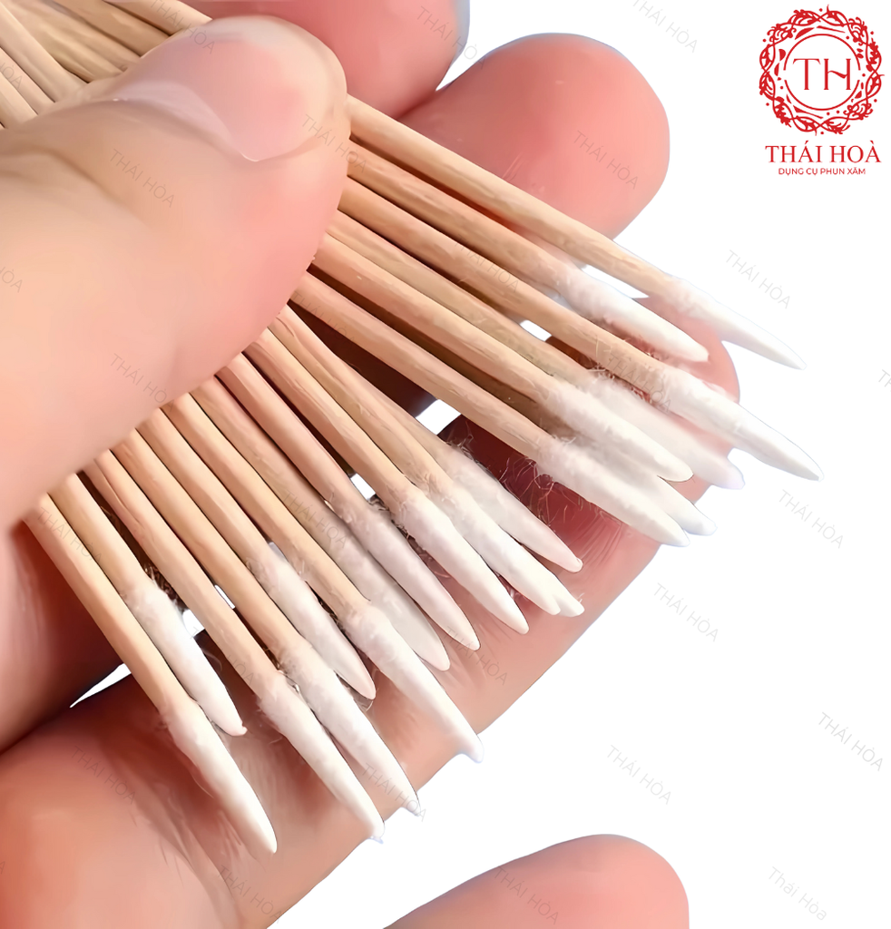 Tăm Bông Tém Dạng Gỗ Chuyên Trong Phun Xăm