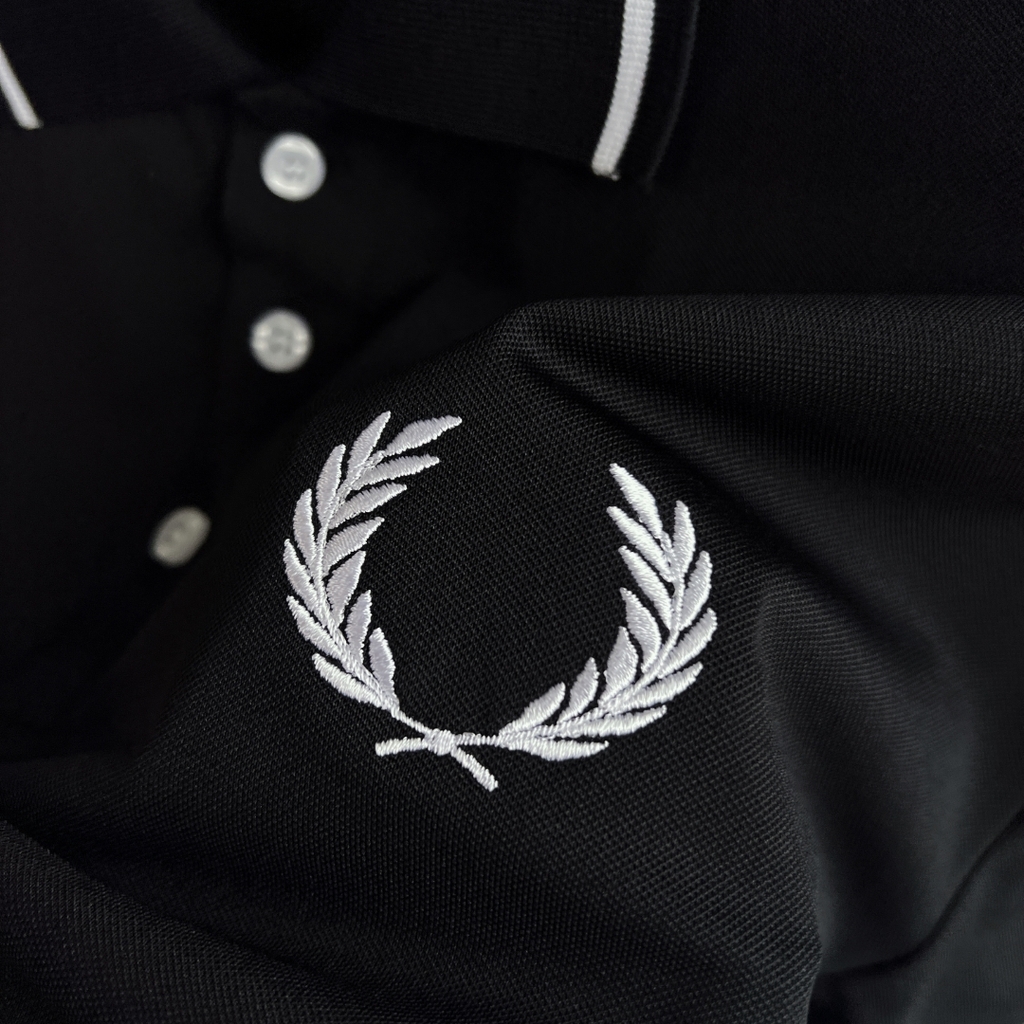 Áo Polo Bigsize Thêu Bông lúa Màu Đen