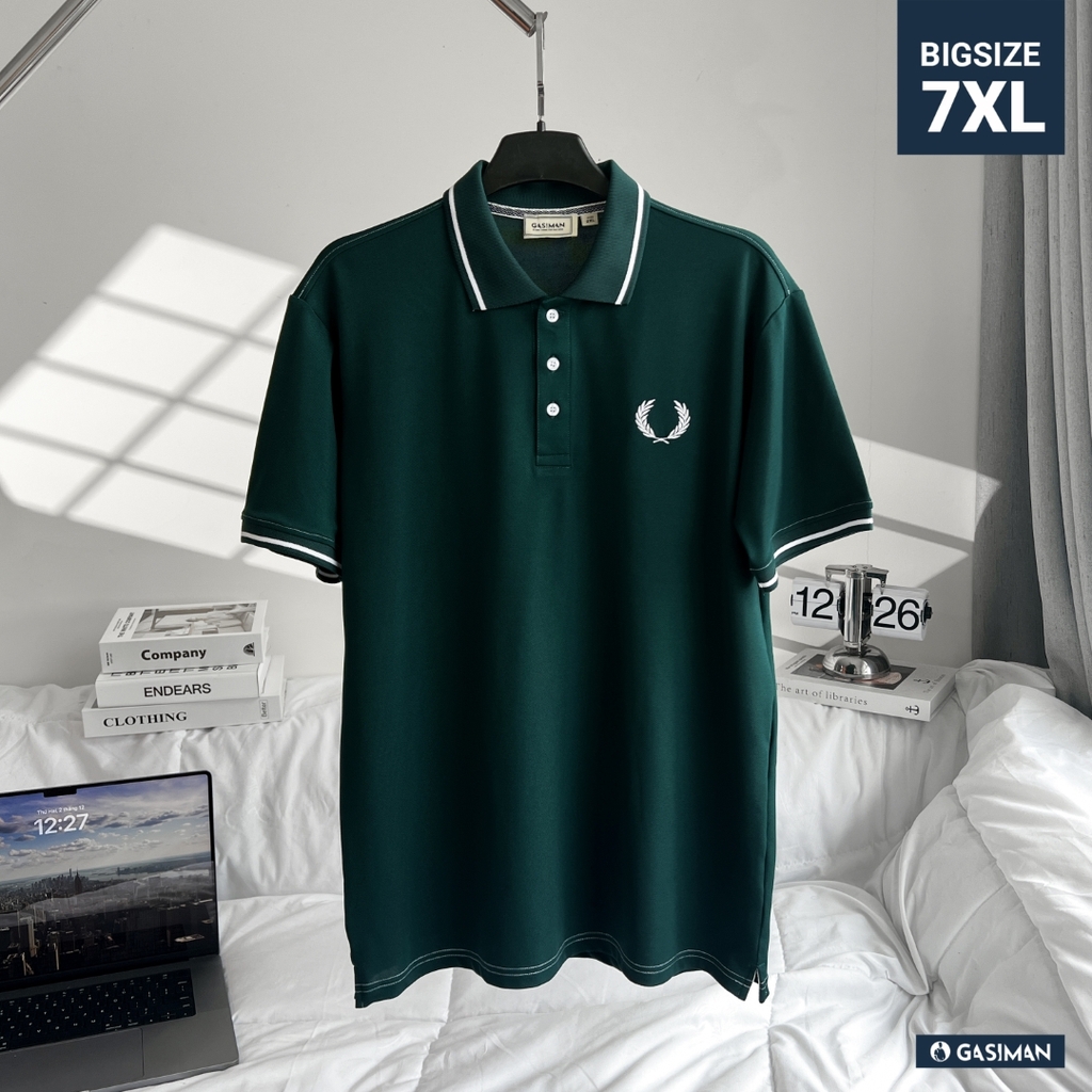 Áo Polo Bigsize Thêu Bông lúa Màu Xanh rêu