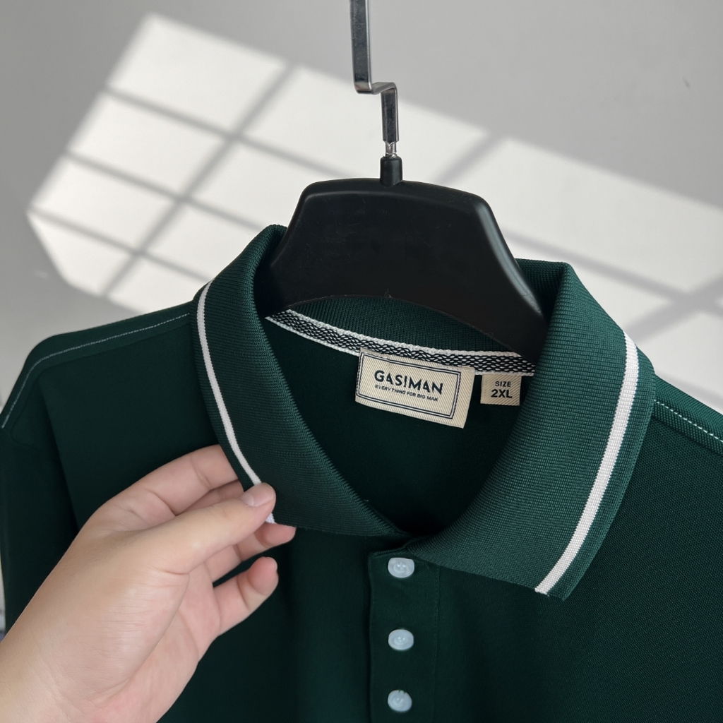 Áo Polo Bigsize Thêu Bông lúa Màu Xanh rêu