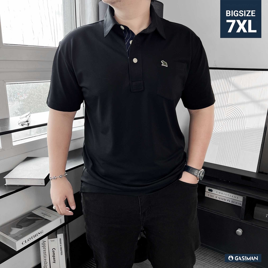 Áo Polo Big size Classy có Túi màu Đen
