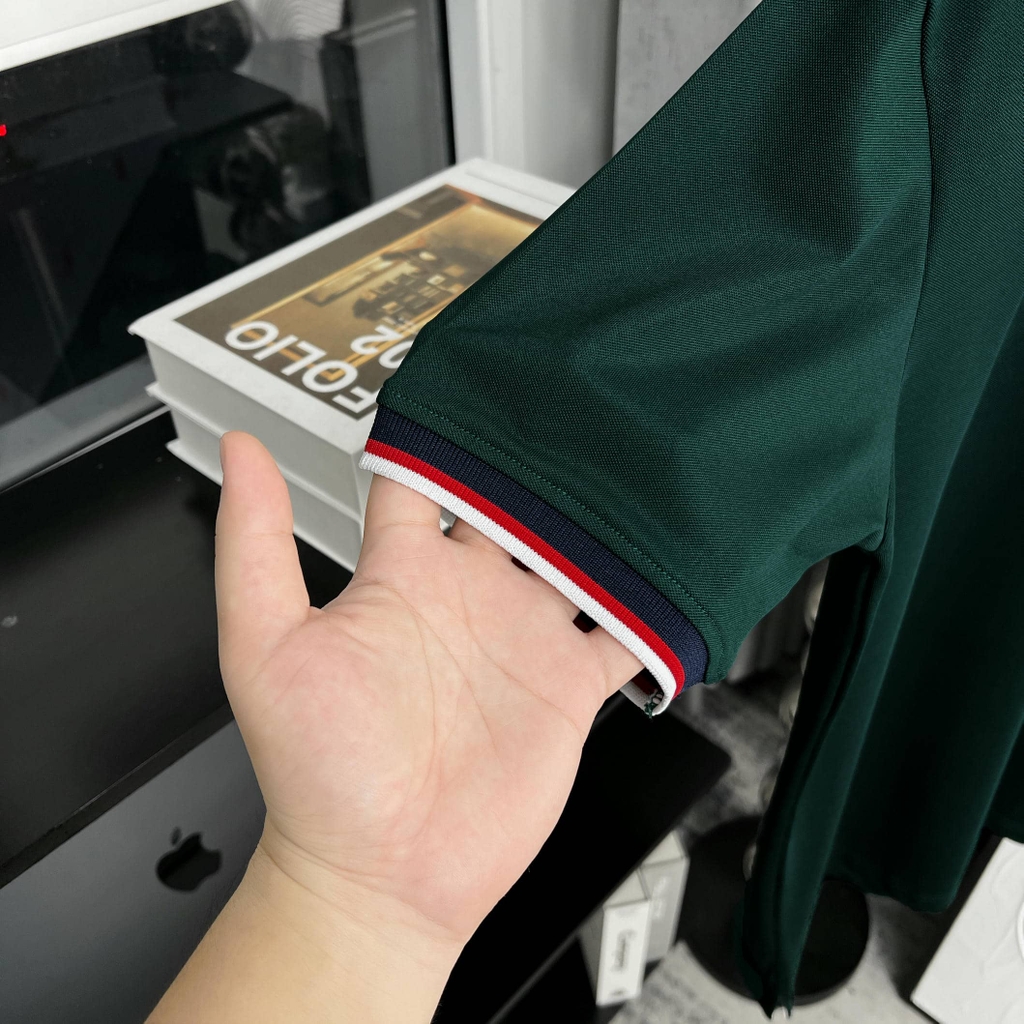 Áo Polo Bigsize Màu Xanh rêu Thêu Gấu Phối cổ 3 màu