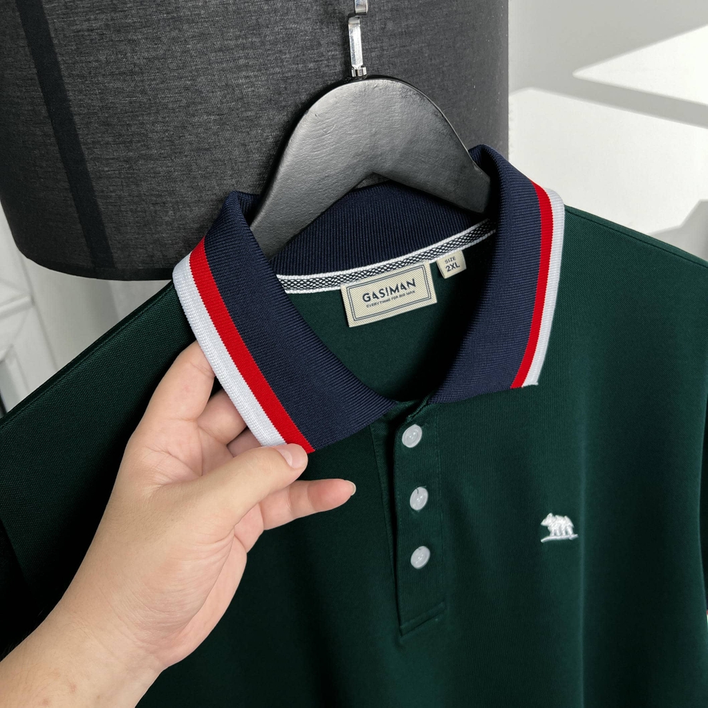 Áo Polo Bigsize Màu Xanh rêu Thêu Gấu Phối cổ 3 màu