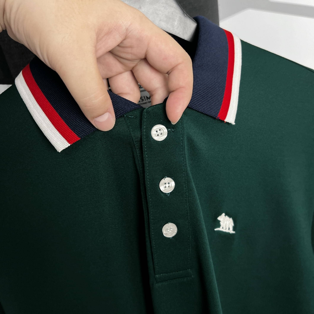 Áo Polo Bigsize Màu Xanh rêu Thêu Gấu Phối cổ 3 màu