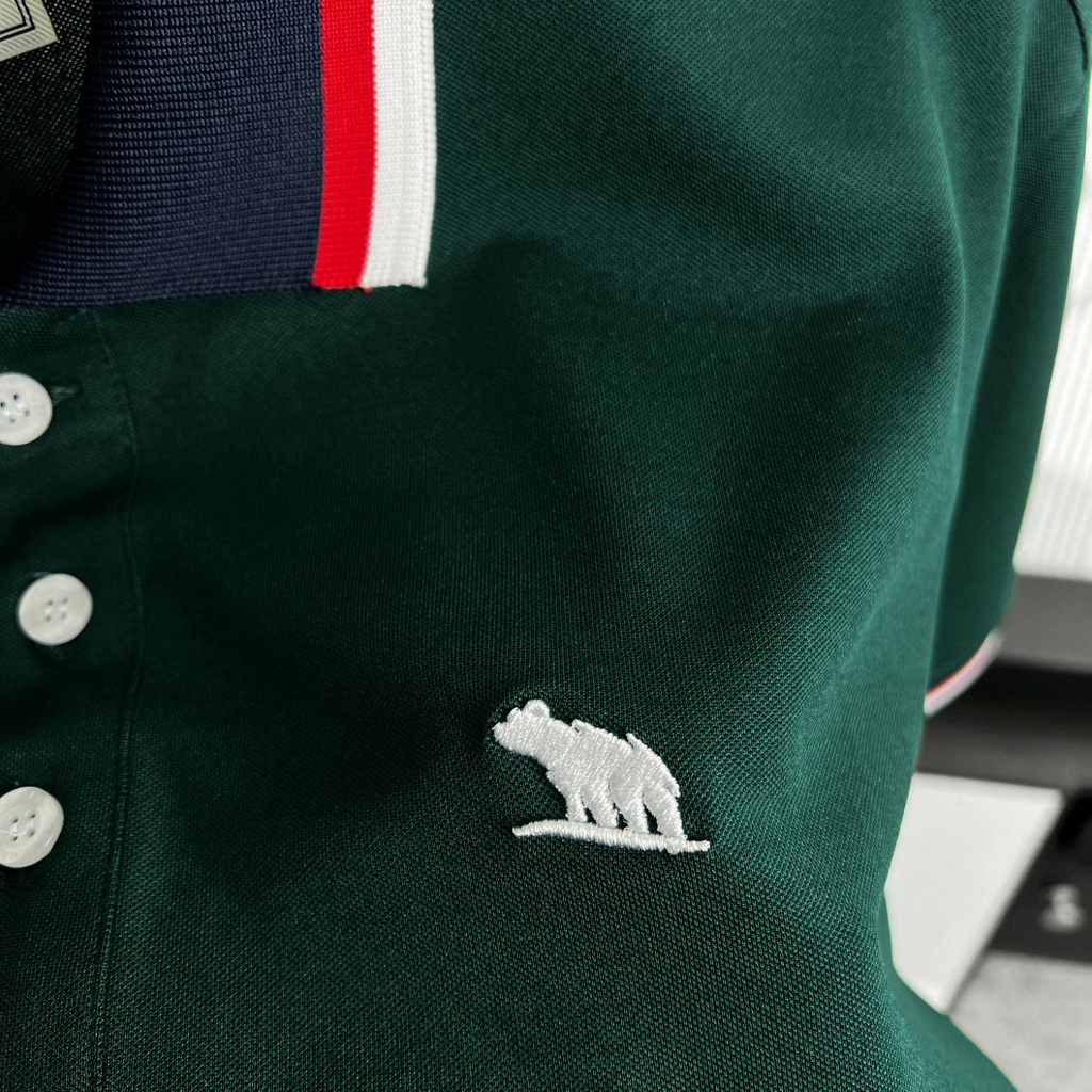 Áo Polo Bigsize Màu Xanh rêu Thêu Gấu Phối cổ 3 màu