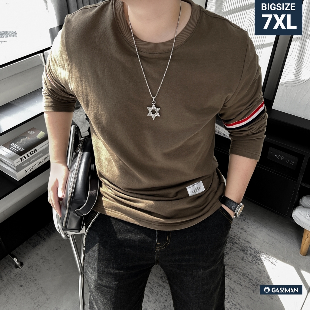 Áo Thun Tay dài Bigsize Phối tay Màu Nâu