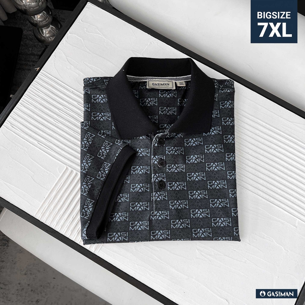 Áo Polo Bigsize Hoạ tiết Monogram GASIMAN Màu Xám chì