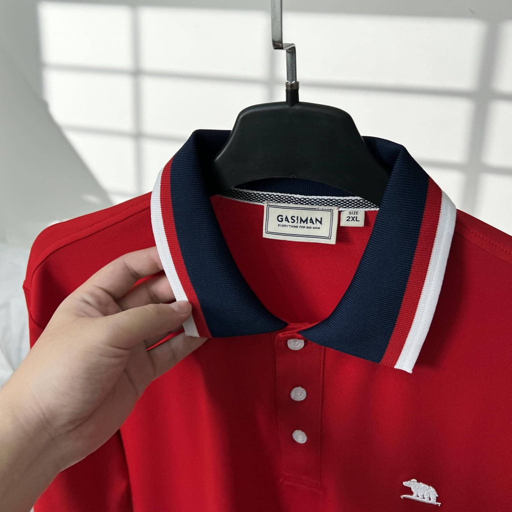 Áo Polo Bigsize Màu Đỏ Thêu Gấu Phối cổ 3 màu