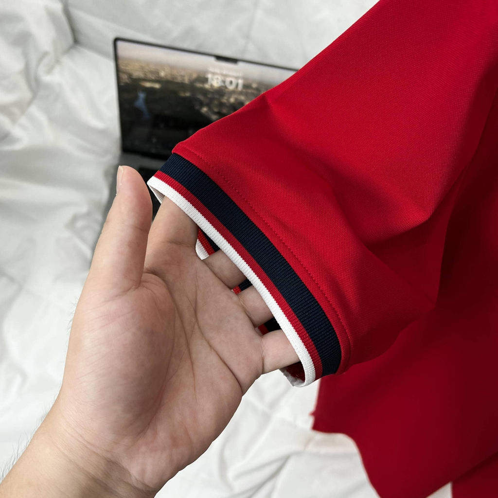 Áo Polo Bigsize Màu Đỏ Thêu Gấu Phối cổ 3 màu