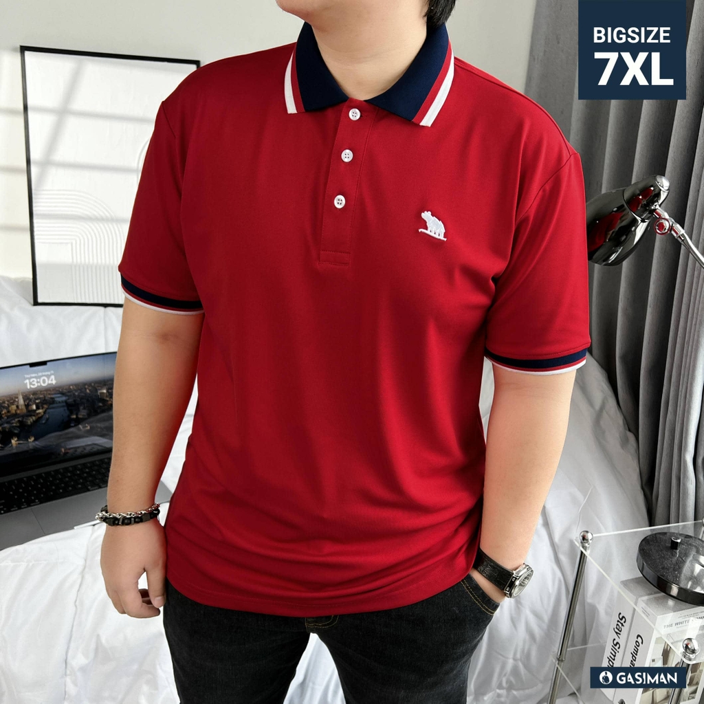 Áo Polo Bigsize Màu Đỏ Thêu Gấu Phối cổ 3 màu