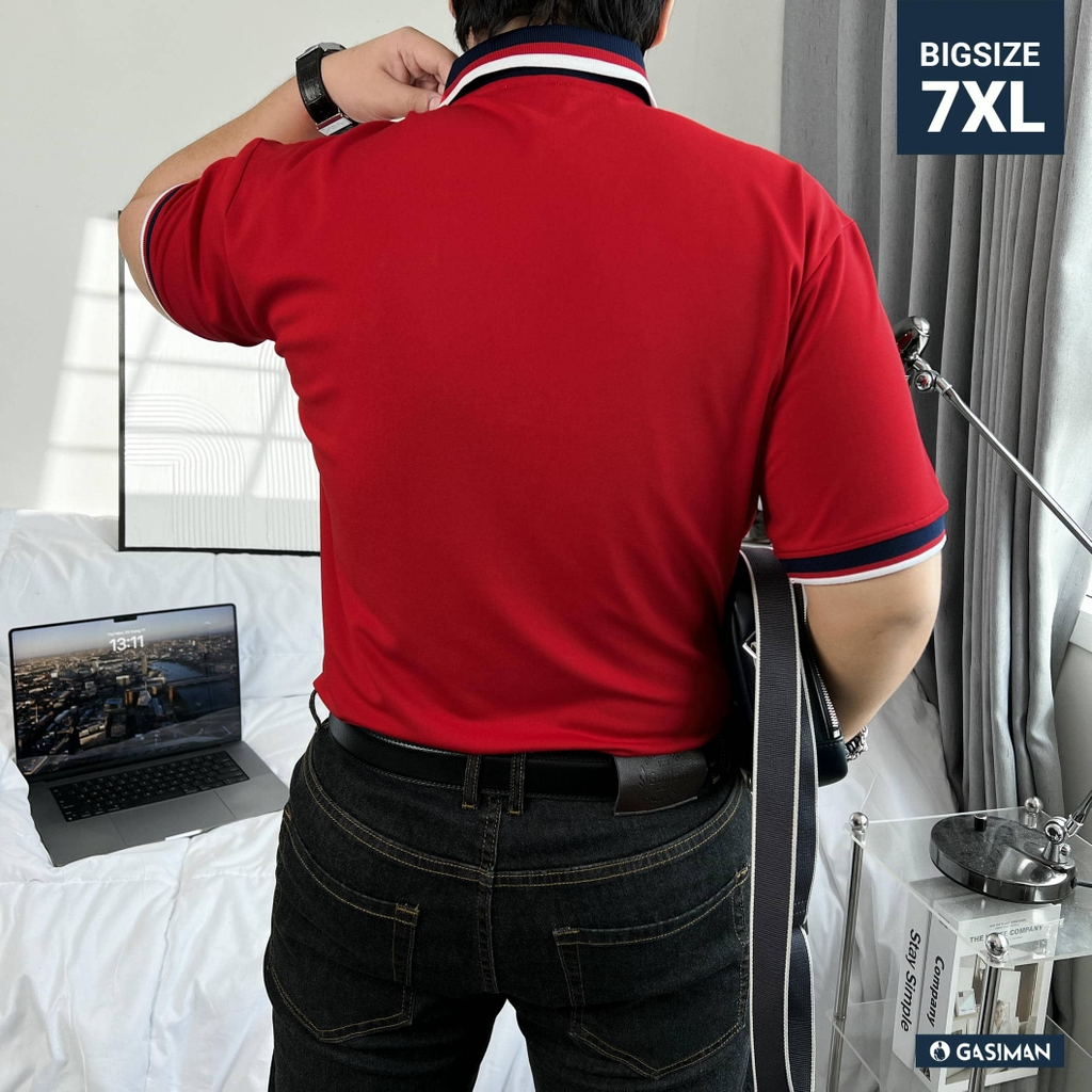 Áo Polo Bigsize Màu Đỏ Thêu Gấu Phối cổ 3 màu