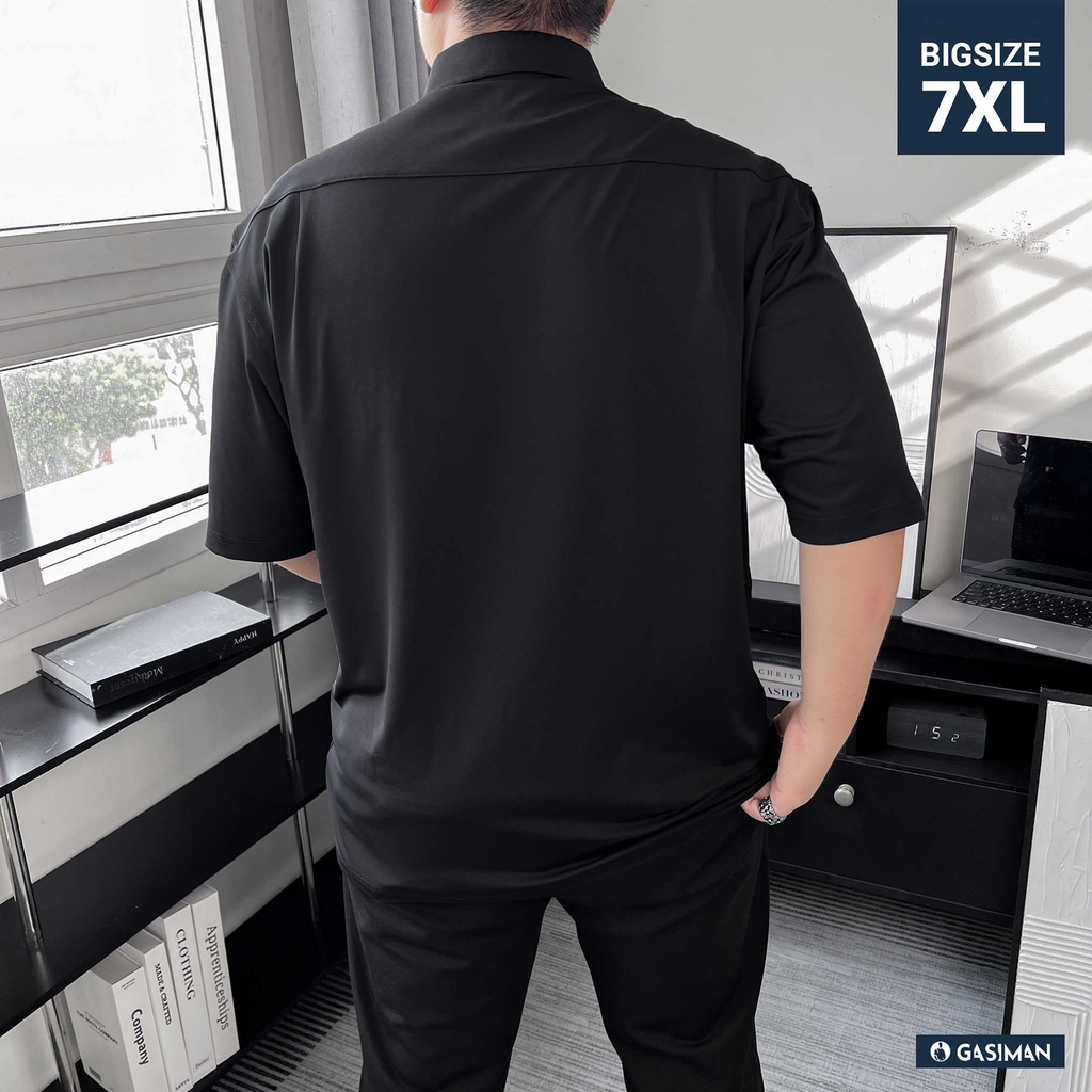 Áo Sơ mi Big size Flex Co giãn 4 chiều màu Đen