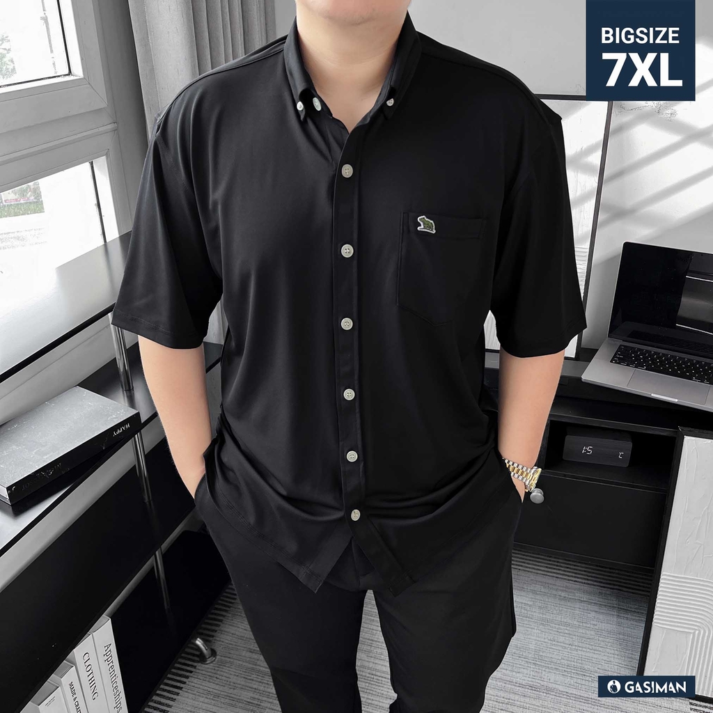 Áo Sơ mi Big size Flex Co giãn 4 chiều màu Đen